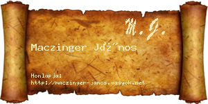 Maczinger János névjegykártya